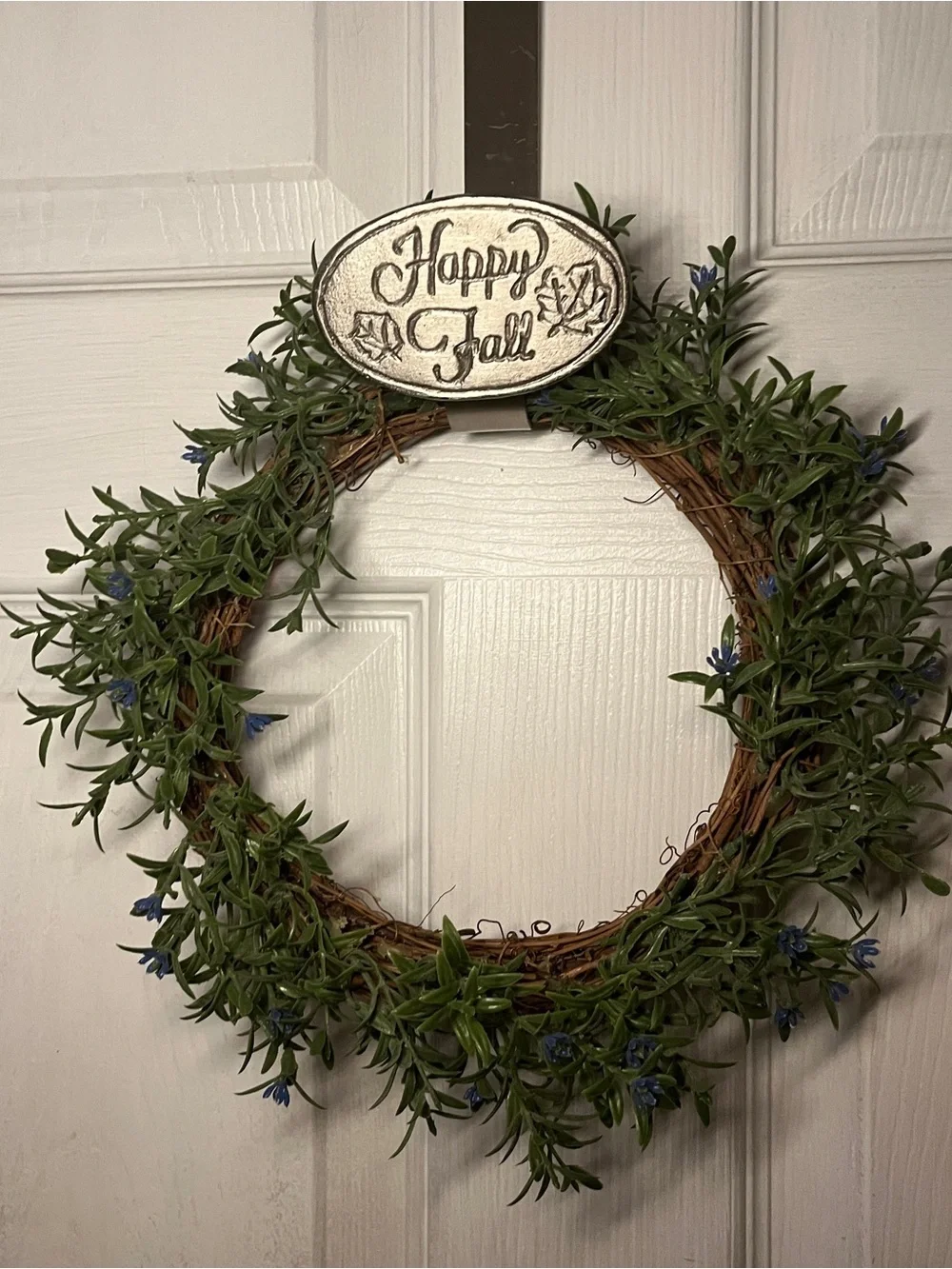 Happy Fall Over-the-Door Wreath Holder  - Silver
